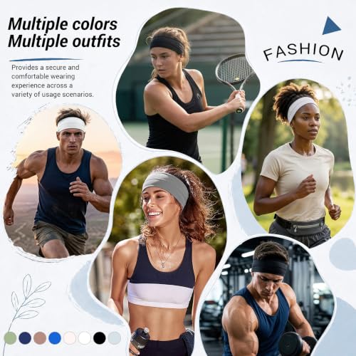 Image of DRESHOW Sport Headbands for Women Non-Slip Sweat Wicking Headband Cooling Sweatband for Outdoor Sports Unisex Workout Hair Bands for Running Fitness Yoga Cycling