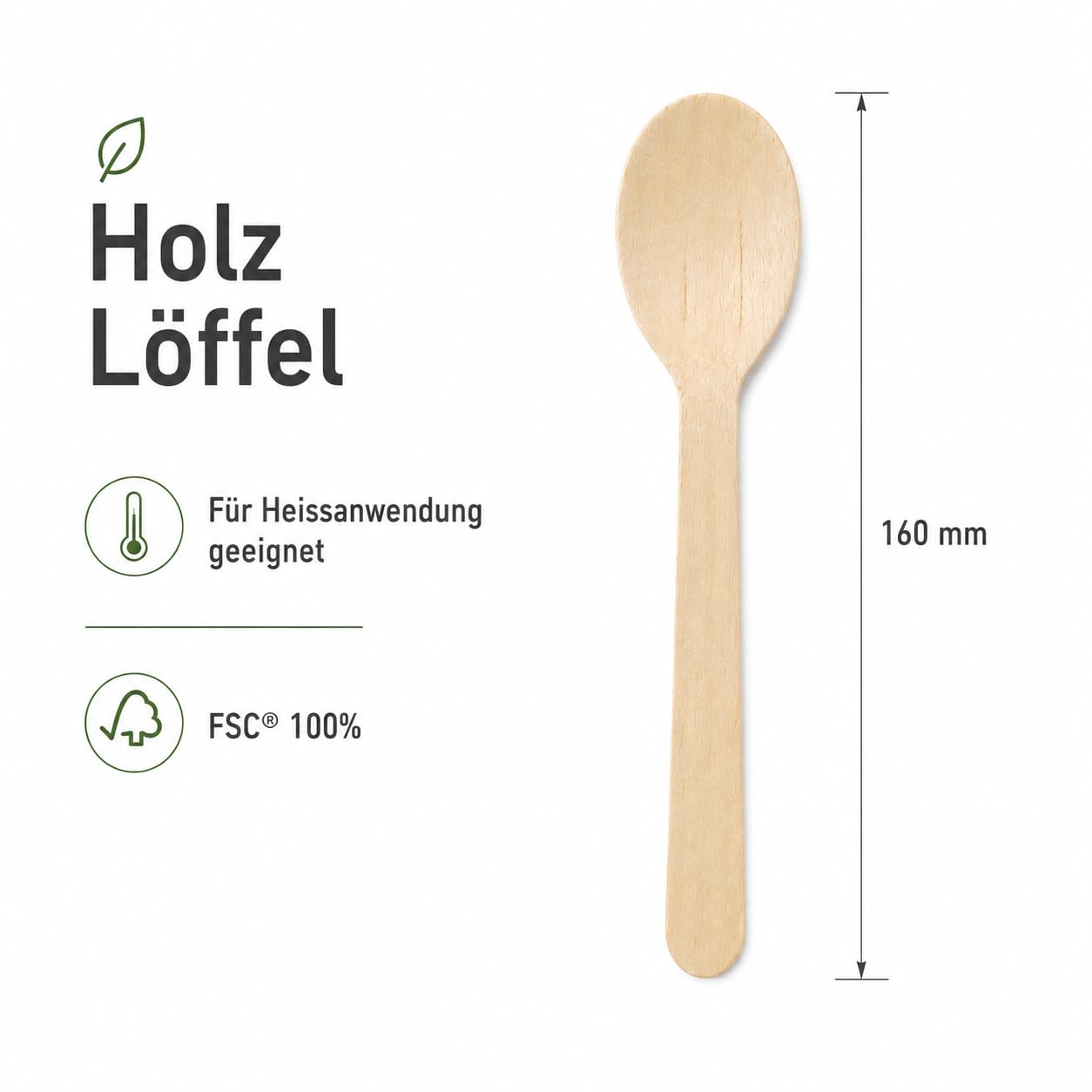 1000 Holzlöffel Birke 16cm | biologisch abbaubar | Nachhaltiges Besteck | Einwegbesteck | Holzbesteck
