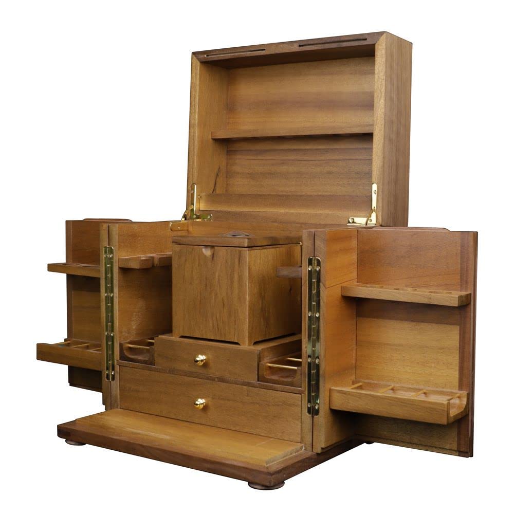MUXIANG Tobacco Pipe Cabinet for Pipes Display Collection Rack Wooden Box with Humidor Gift Box