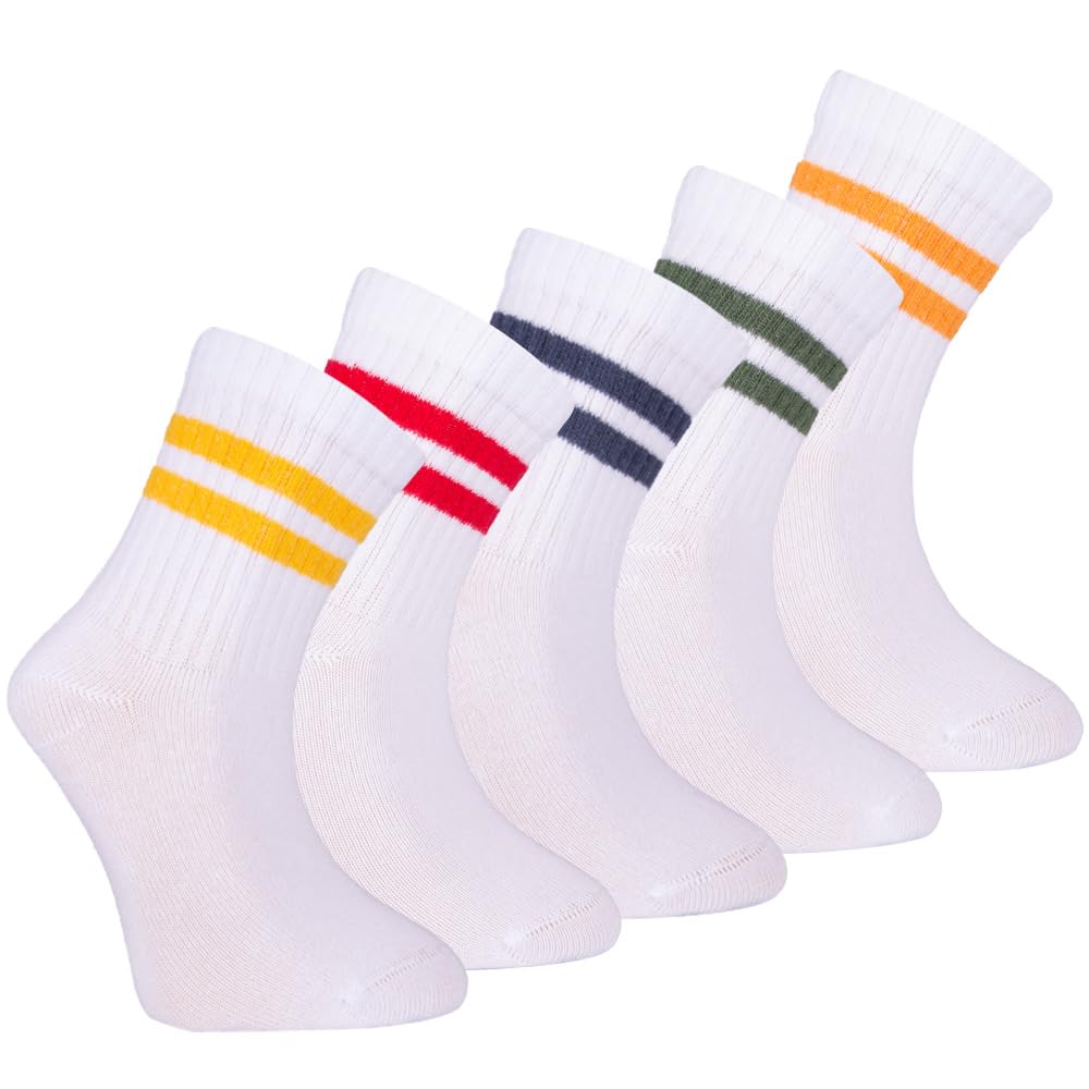 Noodle Kids Seamless-Toe Turkish Cotton Crew Socks (5-Pack)