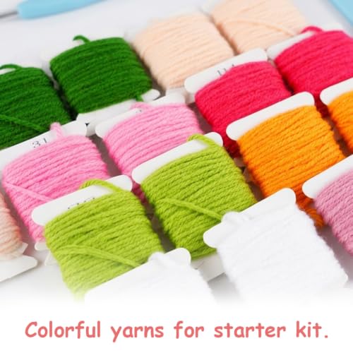 Image of PATPAT 2 Sets of DIY Punch Needle Kits Cute Tufting Art Craft Needle Embroidery Kit with Hoop Flower Pattern for Craft Lovers Beginners DIY Home Decor