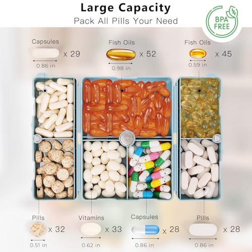 Image of FYY Travel Pill Organizer, Large Pill Box Medicine Case-2pcs Navy