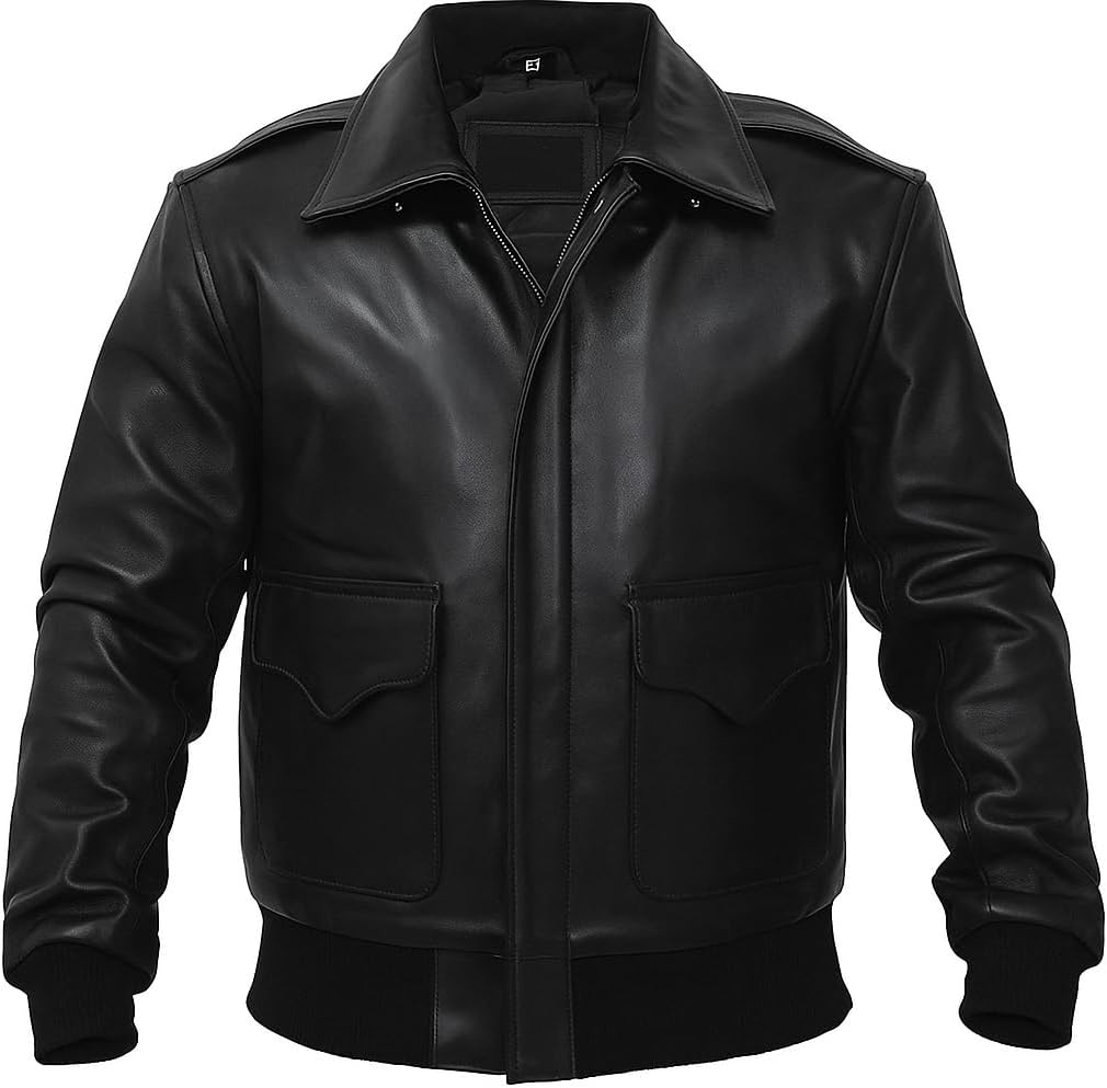 Mens Air Force A2 Bomber Jacket WWII Aviator Flight USAAF Brown Leather Pilot Jacket
