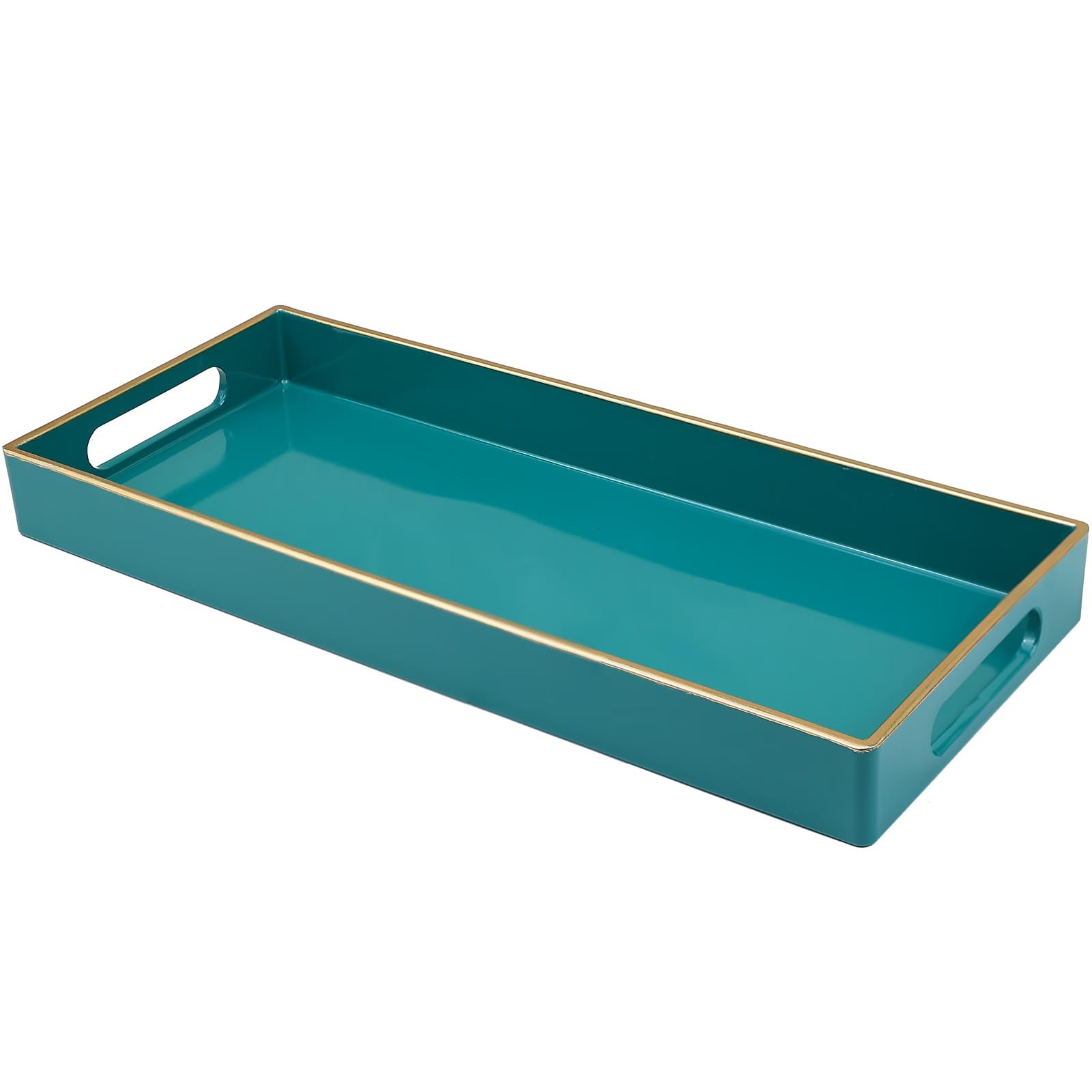 Leemxiiny Green Bathroom Vanity Tray for Countertop, Small Plastic Toilet Tank Versatile Storage & Organization Tray for Makeup, Perfume, Desk,