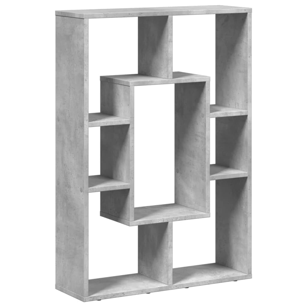 Libreria grigio cemento, 63 x 20 x 90 cm, in legno con 7 scomparti, scaffale e divisorio per soggiorno, ufficio, cameretta dei bambini, sistema di scaffali salvaspazio con spazio e funzione di