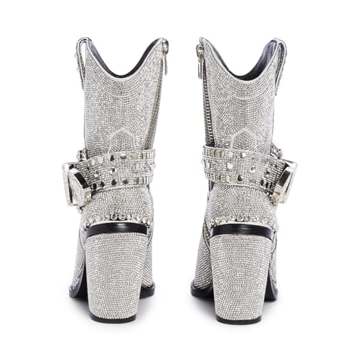 Dolls Kill Sheriff Shine Cowboy Boots by Club Exx - Rhinestone Encrusted Boots Made From Vegan Leather2