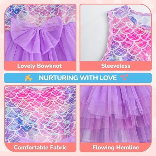 LQSZ Girls Sparkle Mermaid Tutu Dress Tank Top Birthday Party for Toddlers Kids 3-12 Years Playwear Photo Shoot4