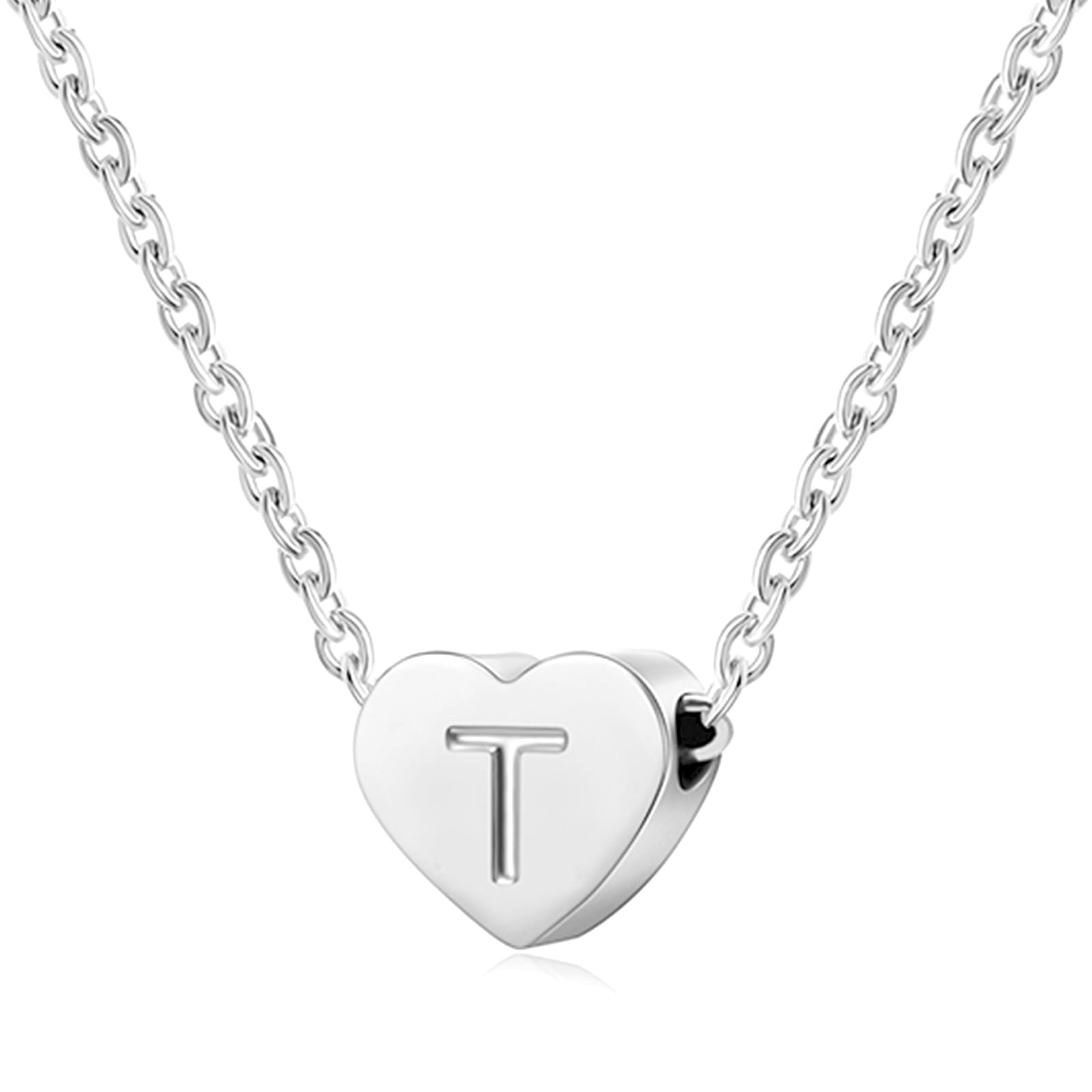 AFSTALR Silber Damen Halskette mit Klein Buchstabenherz Anhänger Initialschmuck für Frauen Mädchen Geburtstagsgeschenk