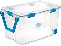 Vista 2 de Sterilite Caja de juntas con ruedas de 120 cuartos de galón, contenedor de almacenamiento apilable con tapa de cierre, asa y sello hermético