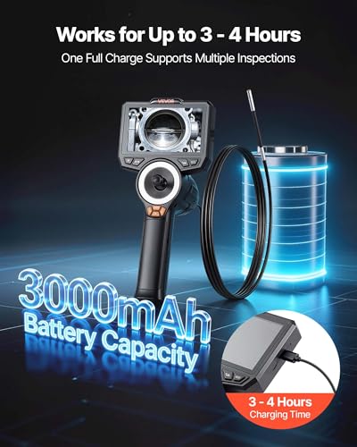 VEVOR Endoscopio Articulado 4 Vías con Luz, Cámara de Inspección Industrial de 1080P HD con Sonda Articulada Ultra Delgada de 0.15 Pulgadas, Cámara Flexible Tipo Serpiente para Inspección Automotriz y Pared, 4.9 Pies miniatura 6