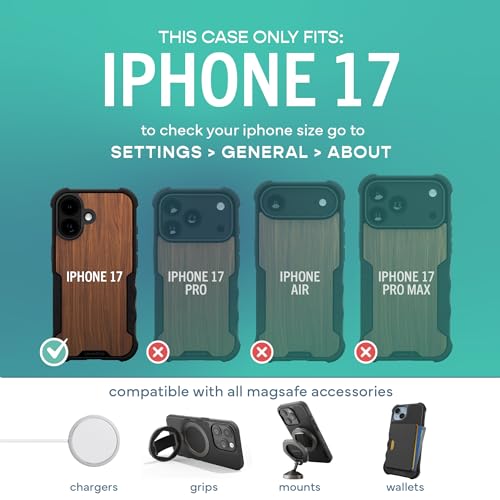 Image of Smartish iPhone 17 MagSafe Case - Gripzilla Protective Magnetic Case for Men [Rugged + Tough] Military Grade Heavy Duty Grip Armor - Drop Tested for iPhone 17 - Walnut Woods