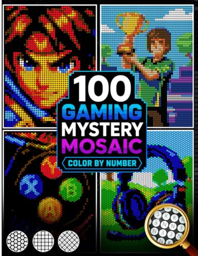100 Gaming Mystery Mosaic Color by Number: Relaxing Pixel Art Video Game Scenes with Black Background — Consoles, Setups, Retro Arcade & Virtual Worlds (Color by Number for Adults) image 2