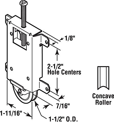 Image of Prime-Line N 6870 Mirror Door Roller Assembly, 1-1 /2 In., Steel Housing and Ball Bearings, Concave Plastic Wheel (Single Pack)