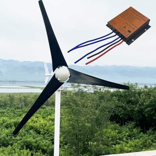 Kit generador de turbina eólica pequeña de alta eficiencia de 180W/1000W/1200W 12V/24V/48V con controlador MPPT y 3 aspas para sistemas domésticos, de alumbrado público y de monitoreo.
