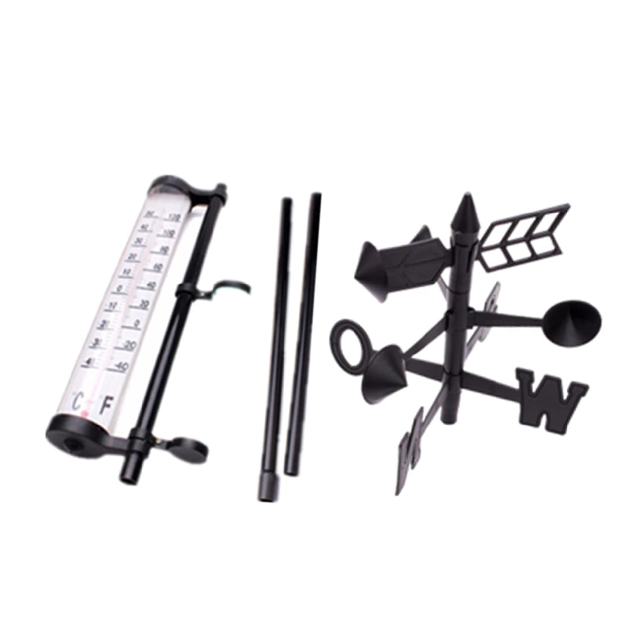 BESPORTBLE 2 Juegos de Instrumentos Meteorológicos para Jardín, Pluviómetro y Termómetro Exterior de Plástico, Adecuado para Medir Lluvia y Viento