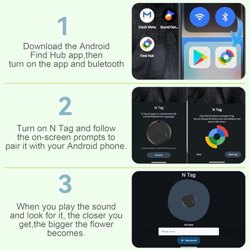 Air Tracker Tag Android, 4 Pcs Smart Tracker Tag Gps Localizzatore Chiavi Compatibile Con Trova Dispositivo(Solo Android), Bluetooth Tracker Compatibile Per Portafogli,Chiavi,Zaini, Animale (Nero) - 7