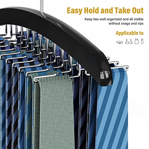 Dolinvo Upgraded Tie Rack Tie Hanger 24 Hooks Wooden Tie Organizer thumb #3