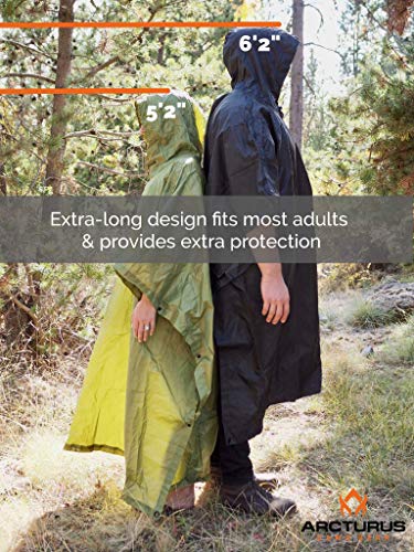 Arcturus Lightweight Ripstop Nylon Poncho With Adjustable Hood (Olive) #TOP6