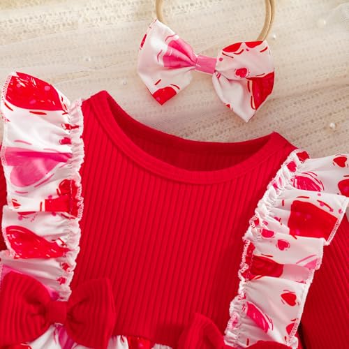 WOLBAY Newborn Infant Valentines Baby Girl Outfit Love Print Romper Drees Ruffles Bodysuit Jumpsuit Clothes And Headband4