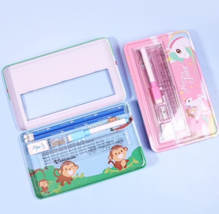 Image of Crackles Magical Time Metal Geometry School Pencil Box for Boys and Girls | Perfect for Childern Gifting