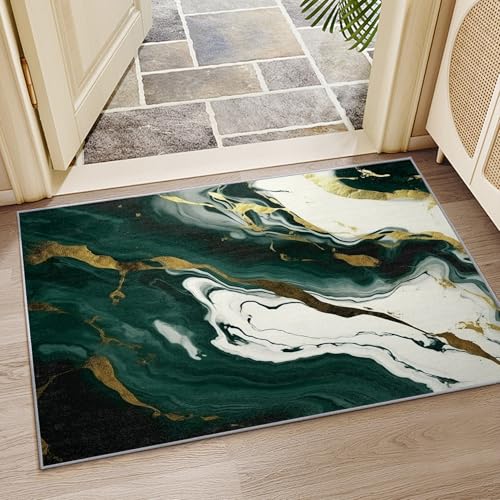 Tapete Marble para Sala 5x8 Verde Esmeralda Blanco Oro miniatura 6