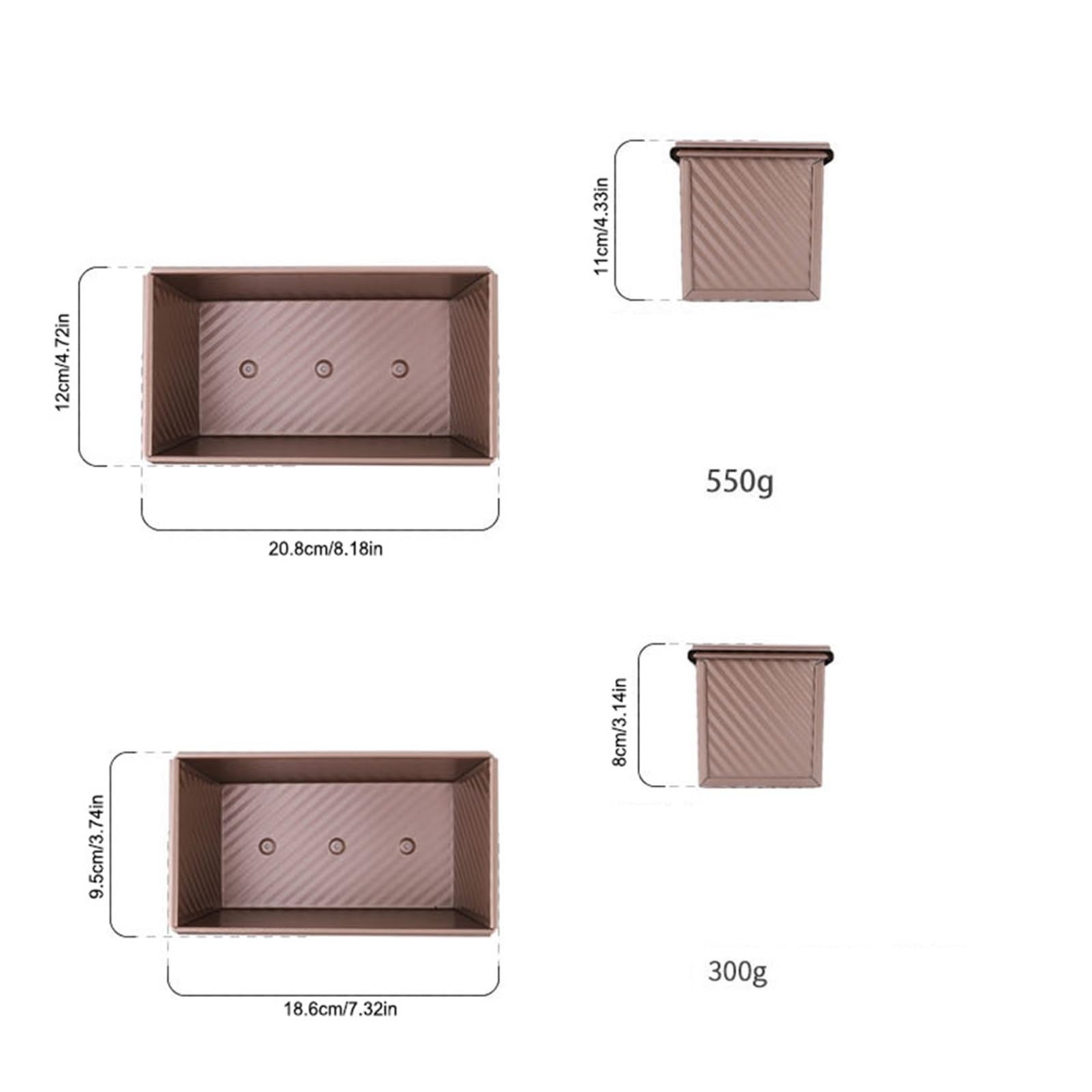 Generisch 1 Stück rechteckige Kastenform mit Deckel, Brot-Backform, Kuchen, Toast, antihaftbeschichtete Box, aluminisierter Stahl(Rose S)