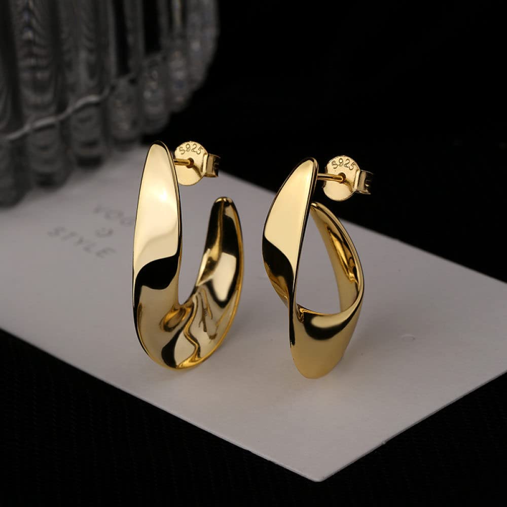 Pendientes Aro Plata Mujer,Pendientes De Aro Irregulares Y Elegantes Retorcidos Pendientes Huggie De Plata De Ley 925 Pendientes Colgantes De Gota De Círculo Dorado Para Damas Niñas Fiesta Oficina V