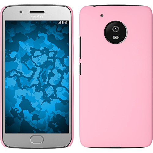 PhoneNatic Funda Rígida Compatible con Lenovo Moto G5 - Goma Rosa - Cover Cubierta + Protector de Pantalla