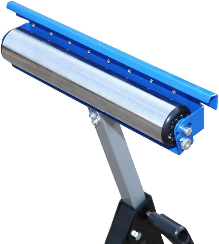 Folding Roller Stand – 1 Pack Adjustable Height Support Stand with Wide Roller for Table Saw, Planer & Workbench – Portable Steel Tool Stand for Woodworking & DIY Projects
