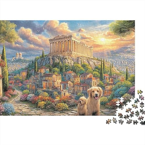 Puzzle de 1000 piezas en tablero reciclado con diseño de perros en Atenas para decoración