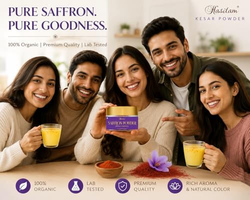 Image of Hasitam SAFFRON Powder 5Gm, World's Finest Wonder Spice Saffron (Kesar), Kumkuma Puvva Certified (A++++) Quality Value Pack Kashmiri Kesar Powder Ideal for Sweets, Tilak, Milk, Skin And Face 5gm (Pack of 1)
