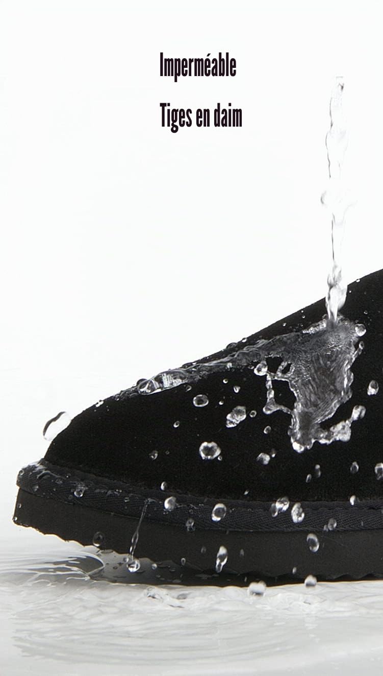 Shenduo Femme Bottines de Neige Imperméables | Fourrure Fourrées Chaudes Bottes Ankle d'Hiver Matière Cuir