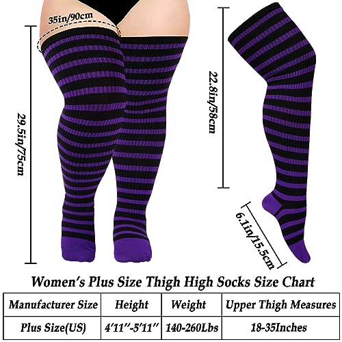 Moon Wood Plus Size Thigh High Socks for Women Knit Cotton Extra Long Halloween Over the Knee High Socks Leg Warmers2