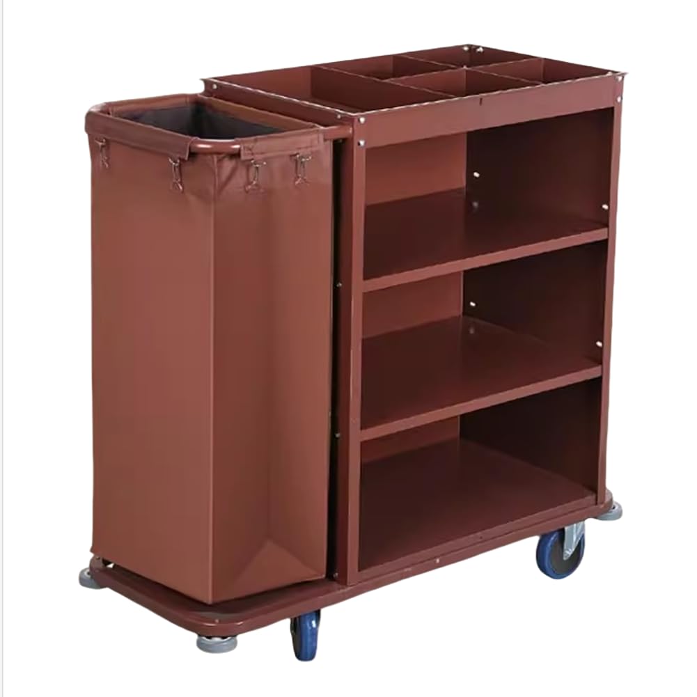 Commercial Rolling Housekeeping Reinigungswagen Mit Trennwänden Und Universalrädern, Hochleistungsmetall Commercial Leinenservice, Reinigungswerkzeug Speicherwagen,A