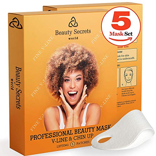 V Line Anti-Aging Face Mask V Up Neck Tightening Face Lift V Zone Chin Mask Neck Firming V Face Mask Double Chin Reducer Neck Mask Chin Up Patch 5 Face Masks