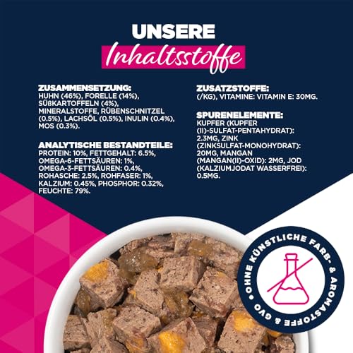 Eukanuba Hundefutter Nass mit Forelle und Süßkartoffeln, Getreidefreies Premium Nassfutter für ausgewachsene Hunde, 6 x 400 g Dosen