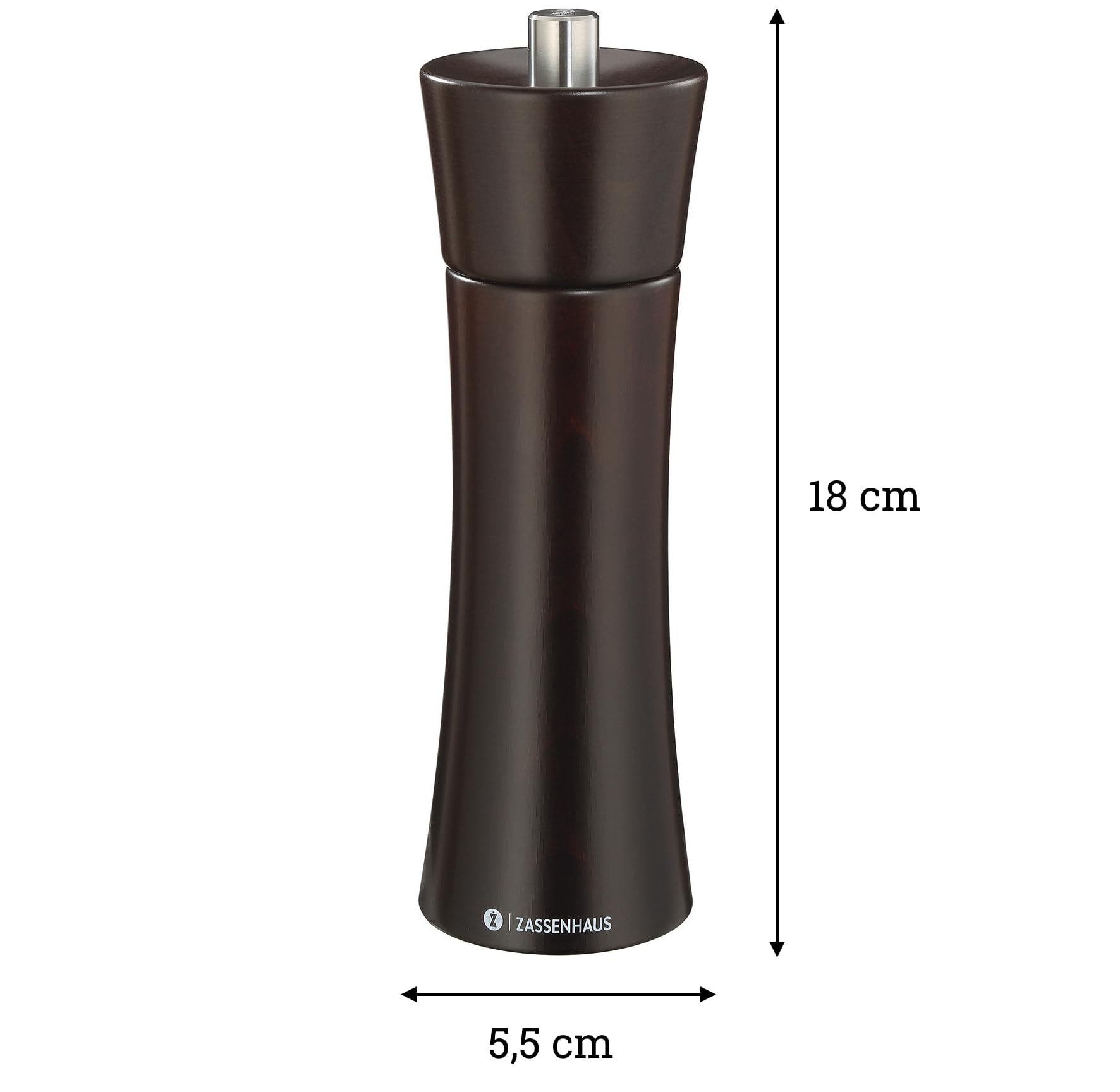 Zassenhaus Frankfurt Wenge - Molinillo de especias (wengué, madera, cerámica, 56 mm, 180 mm, 225 g)