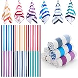 Peryiter 6 Pcs 72 x 36 Inch Oversized Beach Towels Set Quick Dry Pool Towels Absorbent Camping Travel Blankets Set for Women Men Bath Beach(Gradient Color,Stripe)