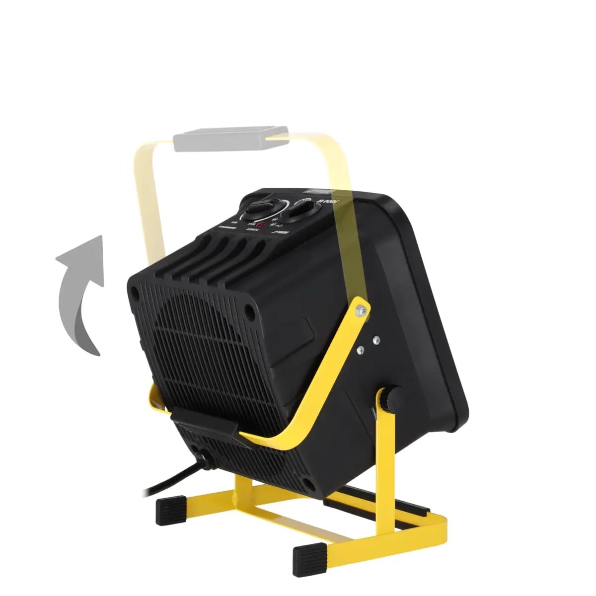 DEDRA Calefactor eléctrico PTC 3,0 kW, cuadrado, negro, con soporte, elemento calefactor cerámico, termostato, protección contra sobrecalentamiento, tres modos de funcionamiento, ángulo ajustable