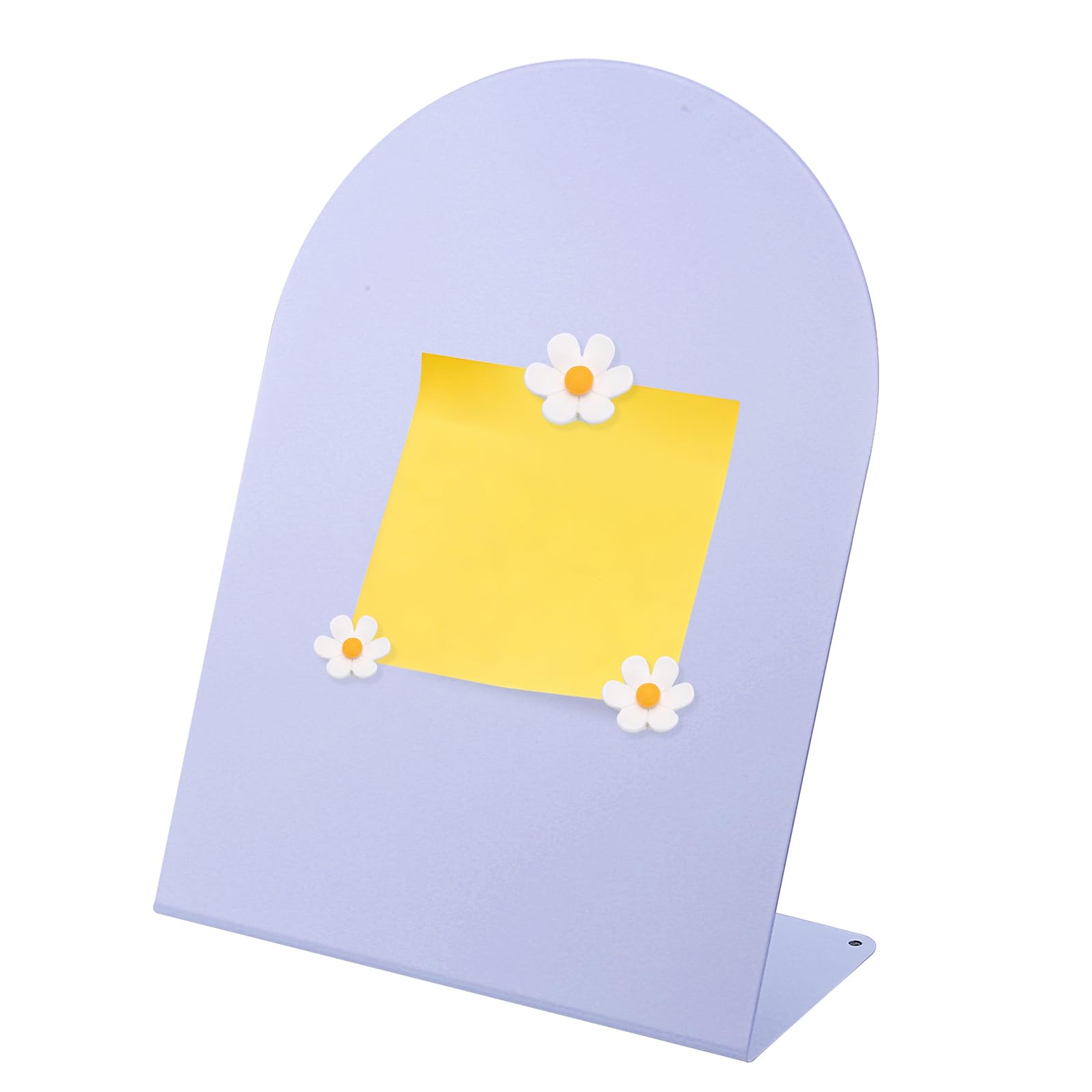 PATIKIL Magnetic Bulletin Board, Memo Magnet Display Stand Board with 3 Flower Magnets for Home Office Kitchen Restaurant Cafe Supplies, Purple/White