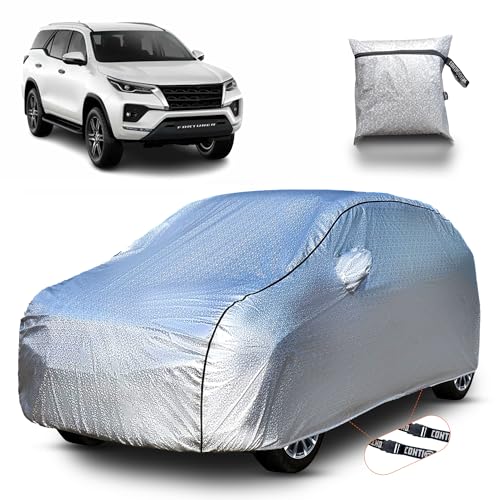 Image of Continental [SilverGuard] Dual Belts Extra Protection Toyota Fortuner Car Cover (2009-2026) Build with Triple Stitched,Waterproof & Dustproof Car Cover for Fortuner (Metallic Silver).
