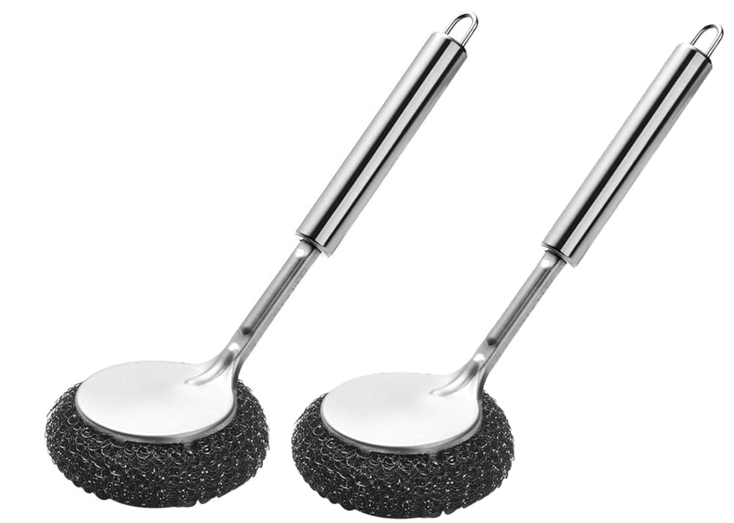 ANGLE(2 Pic) Heavy Duty Stainless Steel Scrubber with Long Handle – Non‑Scratch Wire Dish Brush for Cast Iron, Pots, Pans & Utensils | Grease & Burnt Food Remover, Kitchen Sink & Stove Cleaning Tool-image-29
