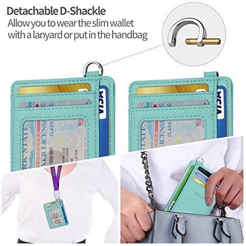 Image of Slim Minimalist Front Pocket Wallet, RFID Blocking Credit Card Holder Wallet with Detachable D-Shackle for Men Women