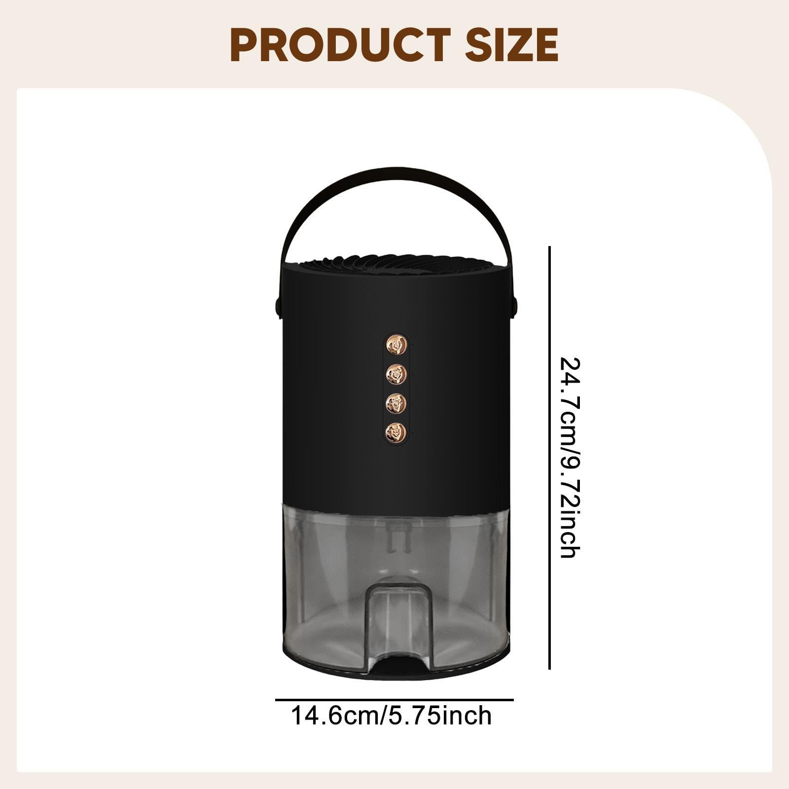 Generic Deumidificatore elettrico per ambienti, serbatoio acqua 1L, design compatto per bagno, Nero