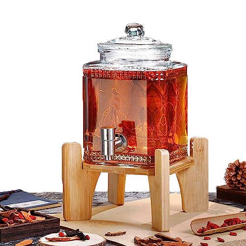 Wasserspender aus Glas mit Zapfhahn und Abdeckung – 3L/5L/7,5L Getränkespender für kalte Getränke, ideal für Büro und Camping