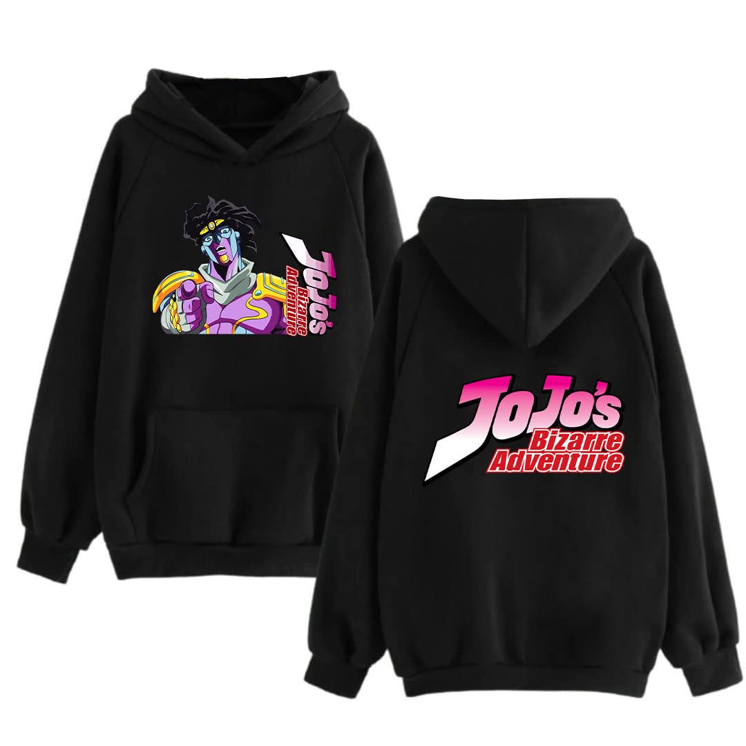 INDISSHUnisex Regular Cotton Anime Front & Back Graphic Printed Hoodie|(JJH02)| Color - Black, Size -Large