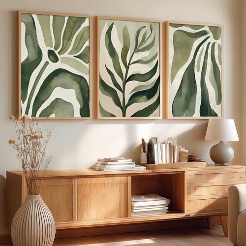 Image of kotart Boho Floral Art Home Decoration Painting | Floral Aesthetic Paintings With Frame For Living Room Bed Room Hotel Wall Decor Digital Reprint Set of 3 (19X25 inch)