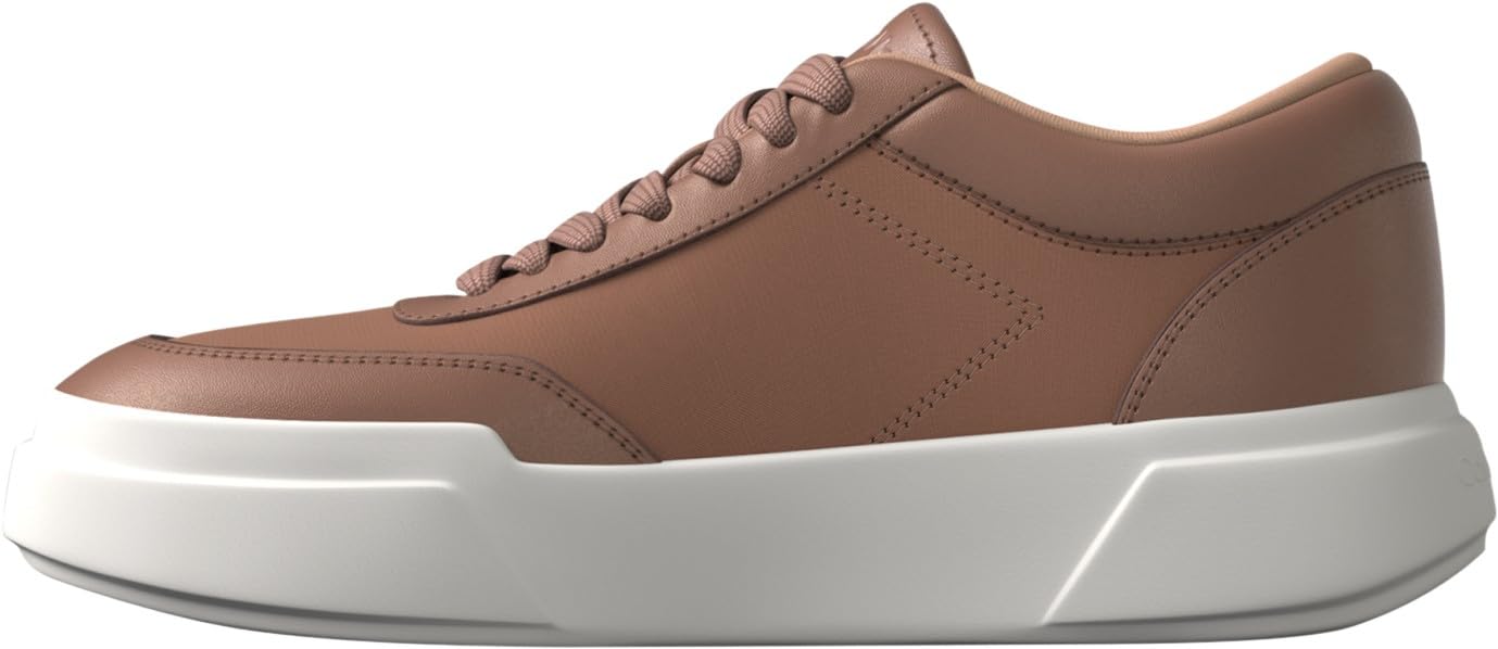 Calvin Klein Women's Chunky Cups Laceup OXF Mix Mat HW0HW03266 Low Top, Gold (Nutmeg/Dusty Coral), 4