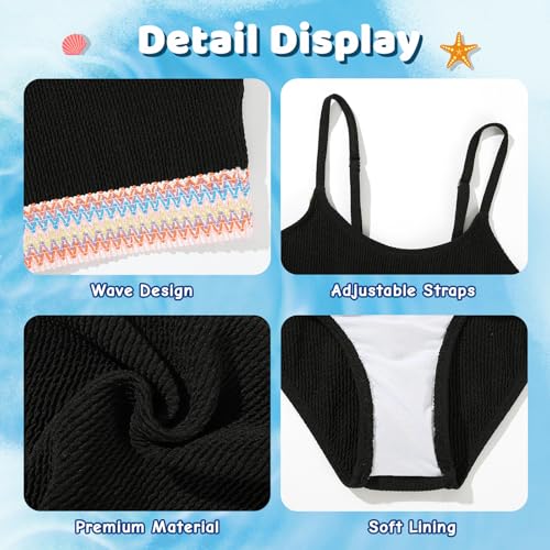 Image of Weixinbuy Girls Swimsuit Color Block Bathing Suit Adjustable Strap Two Pieces Bikini Swimsuits Beach Swimwear for Girls 9-16Y