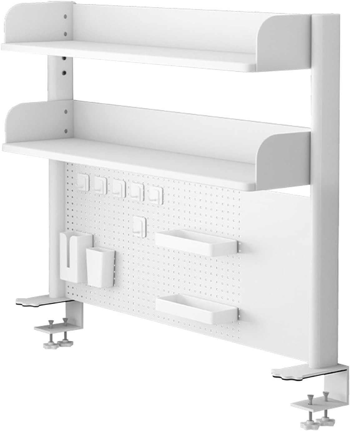 CWCQGH Clamp-On Desk Organizer Shelf, 31.5in Workstation Extender, Office & Gaming Desk Accessories, Desktop Shelving System with Privacy Panel, Space-Saving Solution for Home &,80cm/31.5in